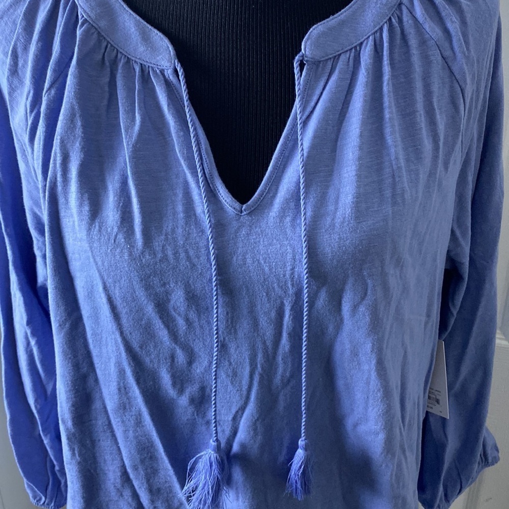 Croft & Barrow Women’s Peasant Top Blue sz L NWT - Picture 2 of 5